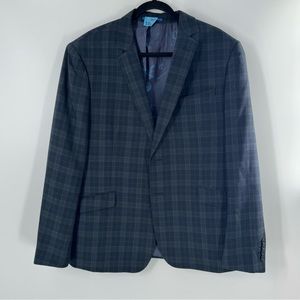 Bruun & Stengade Danish Plaid Navy Grey Men’s Blazer Jacket Size 56
